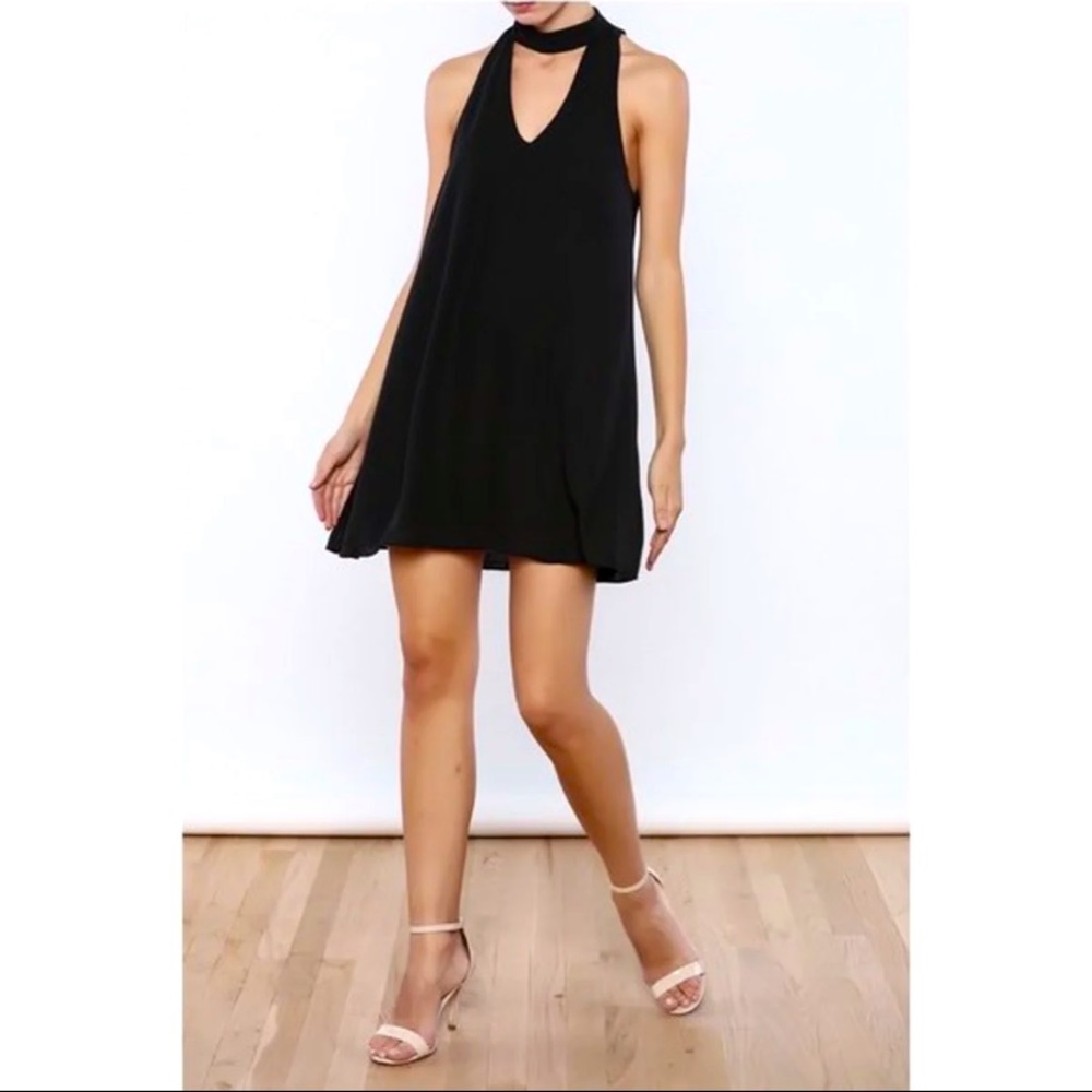 Black Faux Suede Choker Dress